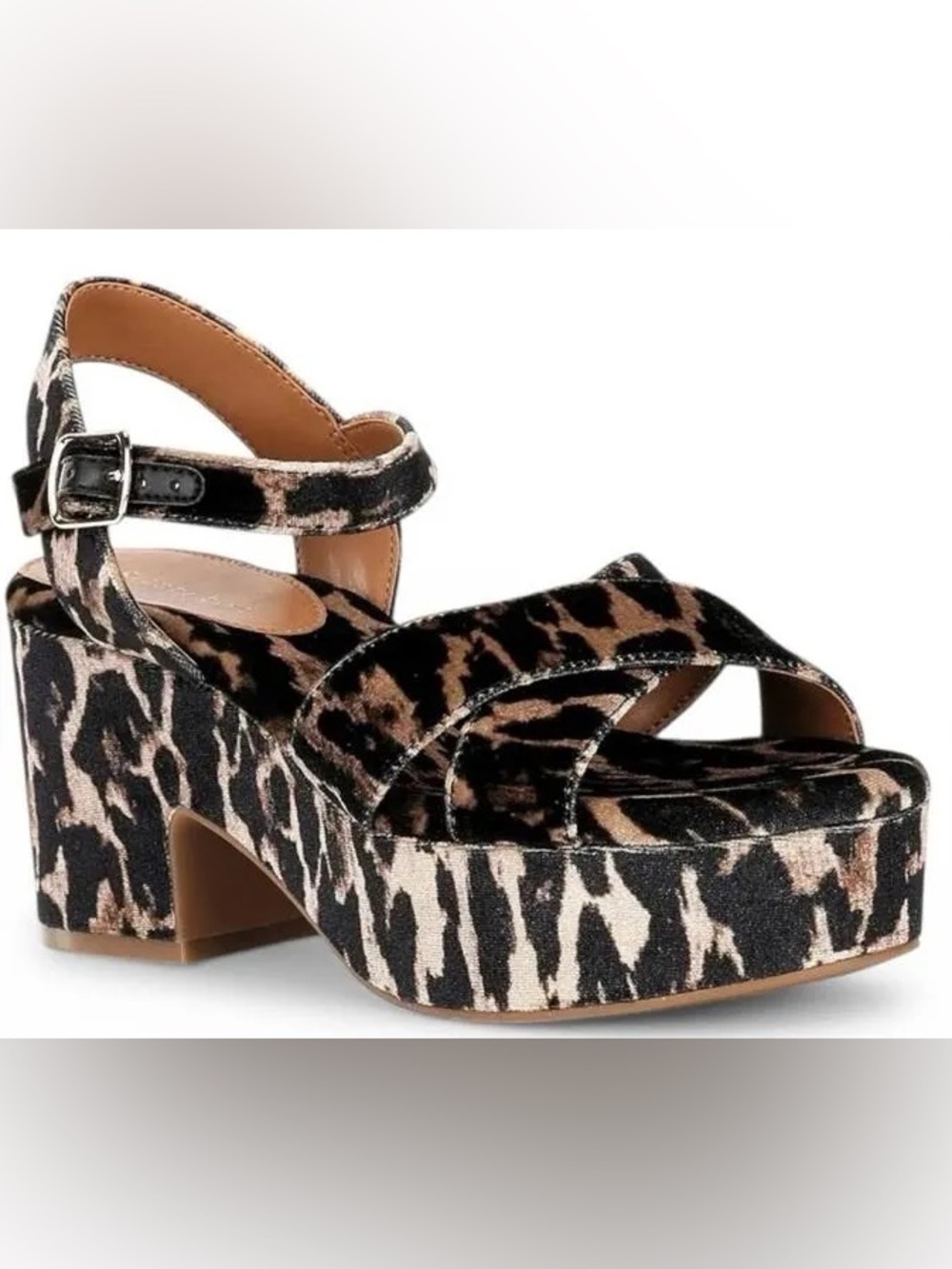 Gianni bini Joize Leopard Print Velvet Platform Sandals